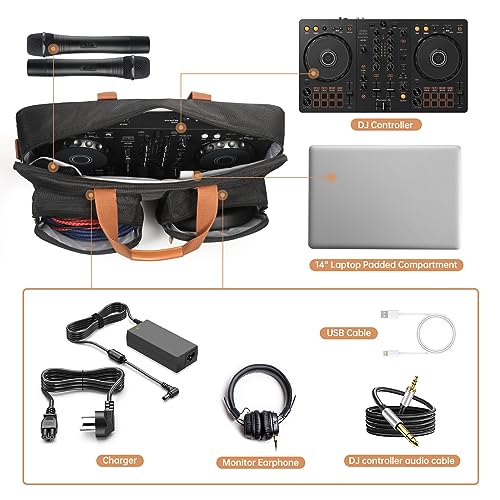 OUKNAK حقيبة حماية OUKNAK، حقيبة تخزين، حقيبة توت لجهاز Pioneer DJ DDJ-FLX4/DDJ-REV1، حقيبة سفر لحمل Numark Mixtrack Platinum FX، حقيبة حمل مريحة لوحدة التحكم DJ مع وسادة - Image 3