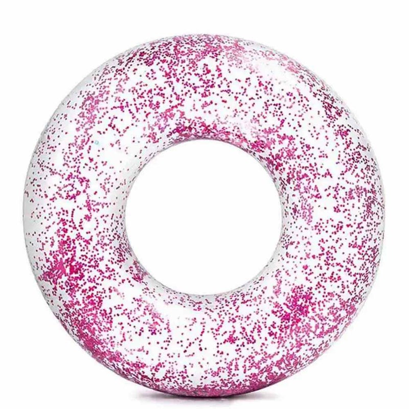 Intex Pink Colored Transparent Glitter Tubes, Filled with colourful glitters, Made from high quality, Safe and durable, Helps you stay on water for ho