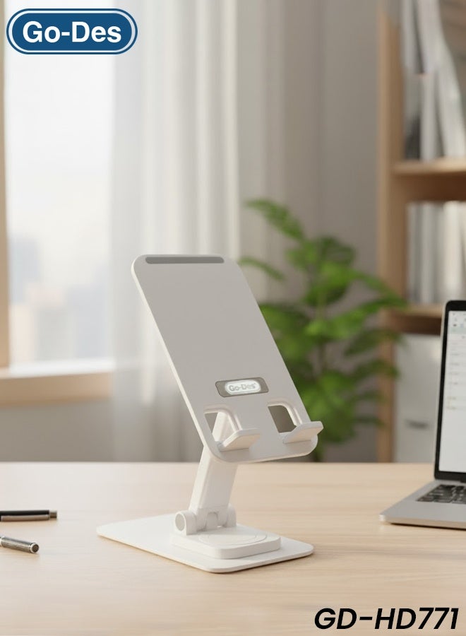 Go-Des GD-HD771 Foldable Phone Stand, Adjustable Multi-Angle Desktop Holder, Non-Slip, Portable Mount for Desk, Office, Kitchen & Car Dash. - Image 1