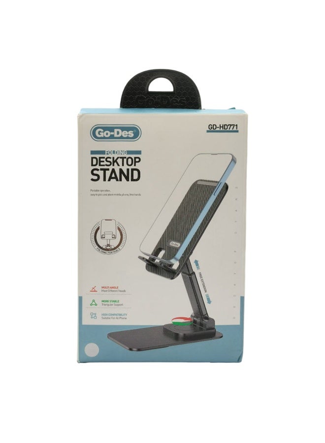 Go-Des GD-HD771 Foldable Phone Stand, Adjustable Multi-Angle Desktop Holder, Non-Slip, Portable Mount for Desk, Office, Kitchen & Car Dash. - Image 4