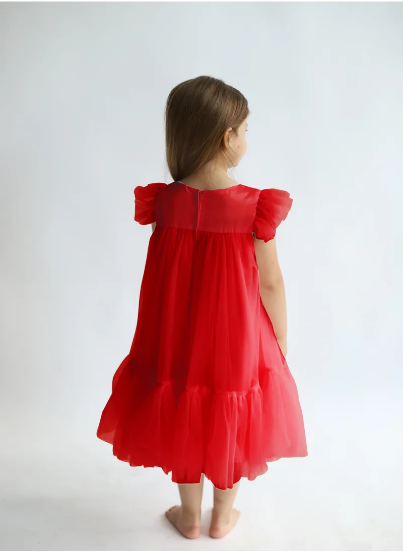 D'Daniela D' Daniela - Pleated Semi Casual Dress Red