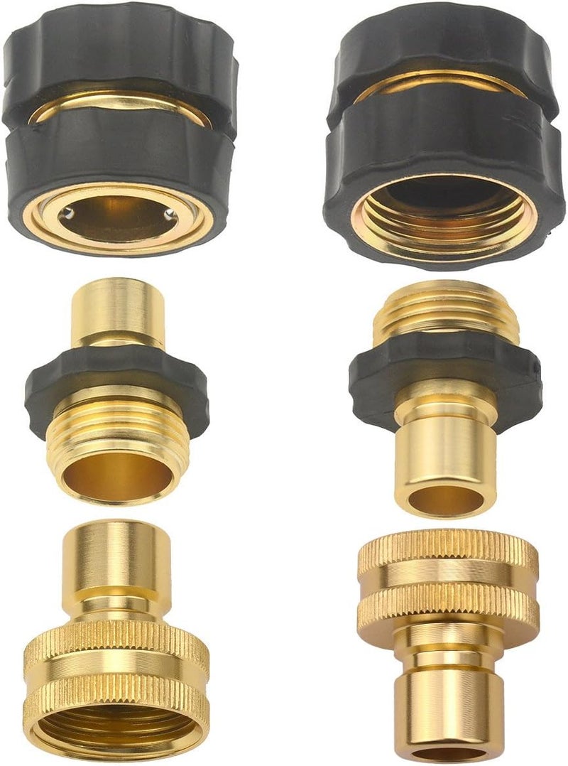 Gardeningwill Set of 6 Aluminum Garden Hose Female Male Quick Connector  Water Hoses Quik Connect Release - Image 1