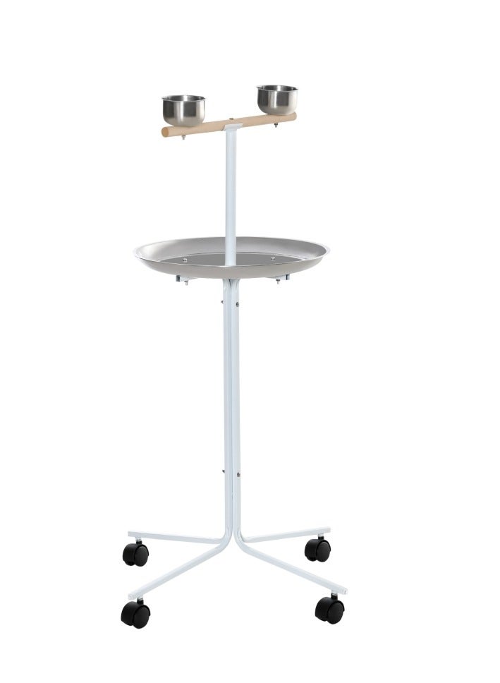 ستاند طيور الأليفة مع وعاءين وعجلات متحركة - Image 4