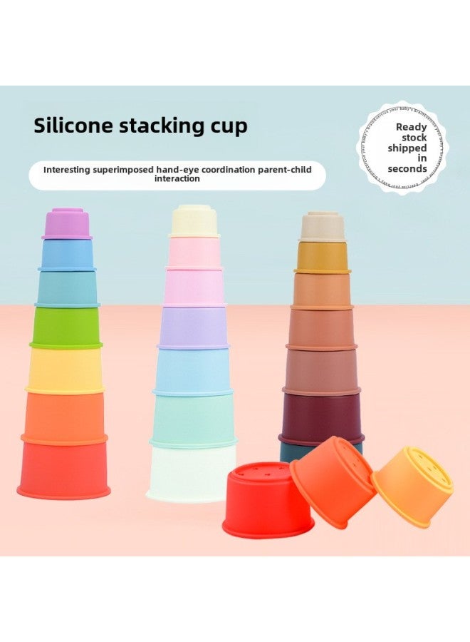 ألعاب تعليمية للأطفال من السيليكون في مرحلة الطفولة المبكرة على شكل قوس قزح من Cross-border، كوب من السيليكون الصالح للأكل - اللون: لون قوس قزح - المواصفات: 85*85*250 مم - Image 2