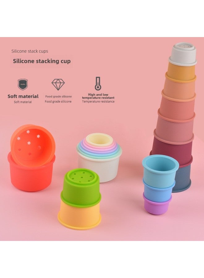 ألعاب تعليمية للأطفال من السيليكون في مرحلة الطفولة المبكرة على شكل قوس قزح من Cross-border، كوب من السيليكون الصالح للأكل - اللون: لون قوس قزح - المواصفات: 85*85*250 مم - Image 3