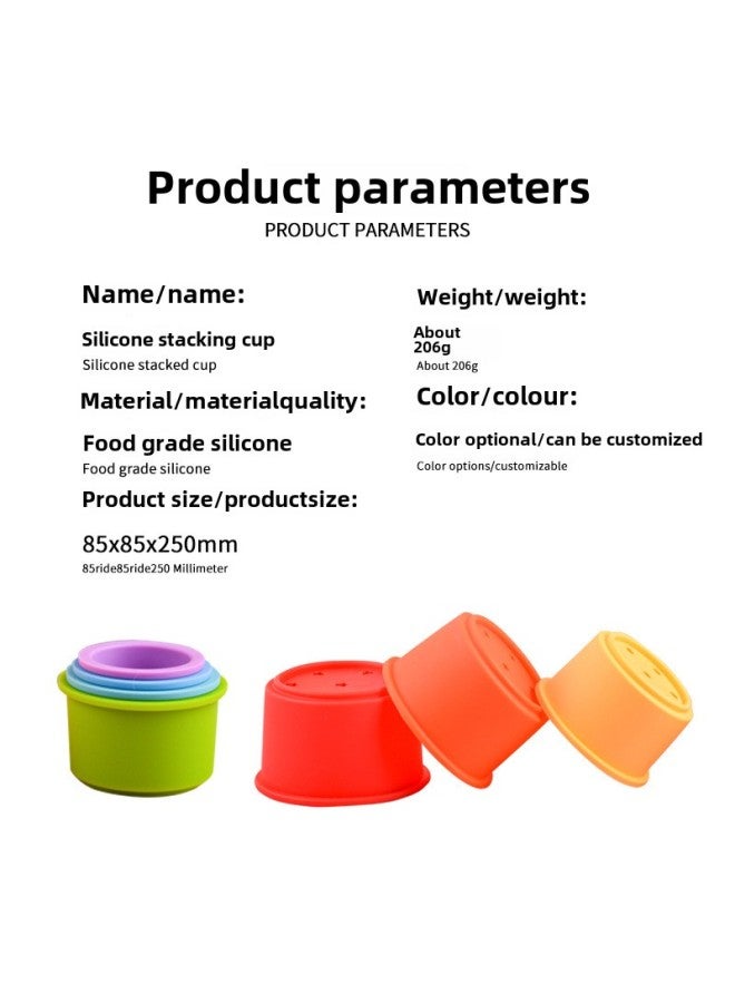 ألعاب تعليمية للأطفال من السيليكون في مرحلة الطفولة المبكرة على شكل قوس قزح من Cross-border، كوب من السيليكون الصالح للأكل - اللون: لون قوس قزح - المواصفات: 85*85*250 مم - Image 4