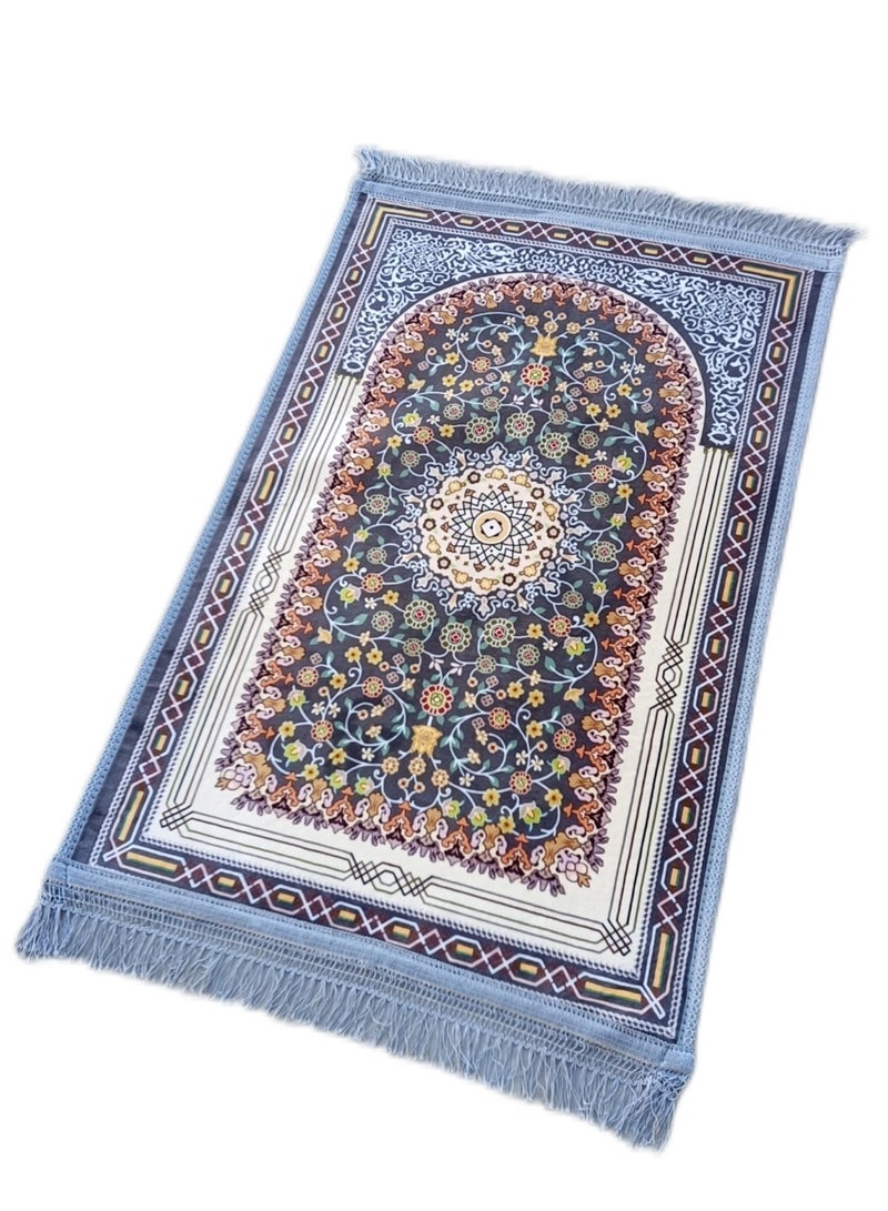 Stargold Traditional Turkish Prayer Mat, 70x110 cm Large Portable, Multicolor Islamic Prayer rug, Janamaz Sajjadah for Muslim Men and Women - Sky Blue