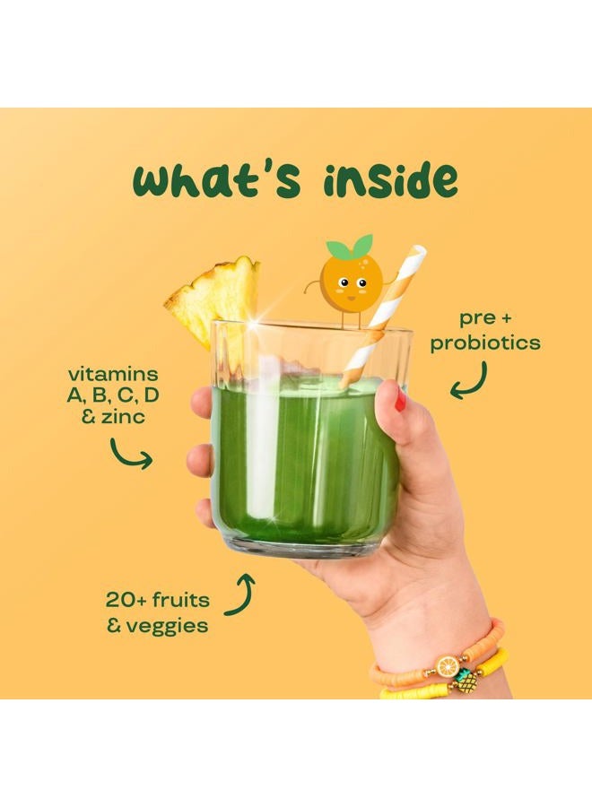 Bloom Nutrition Superfood Greens Powder for Kids, Digestive Enzymes, Probiotics, Prebiotics, Gut Health, Chlorella, Green Juice Mix w/Beet Root Powder (25 Servings (Pack of 1), Tropical Punch) - Image 3