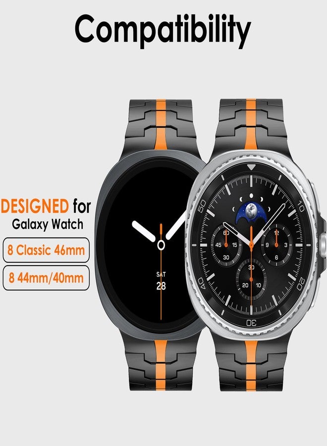 سوار تيتانيوم من WINGLE لساعة سامسونج جالاكسي 8/8 كلاسيك، وساعة جالاكسي ألترا 47 مم (2025/2024)، سوار معدني متين وعالي الجودة، مناسب للرجال، أنيق وعملي، إصدار تيتانيوم - أسود/برتقالي - Image 2