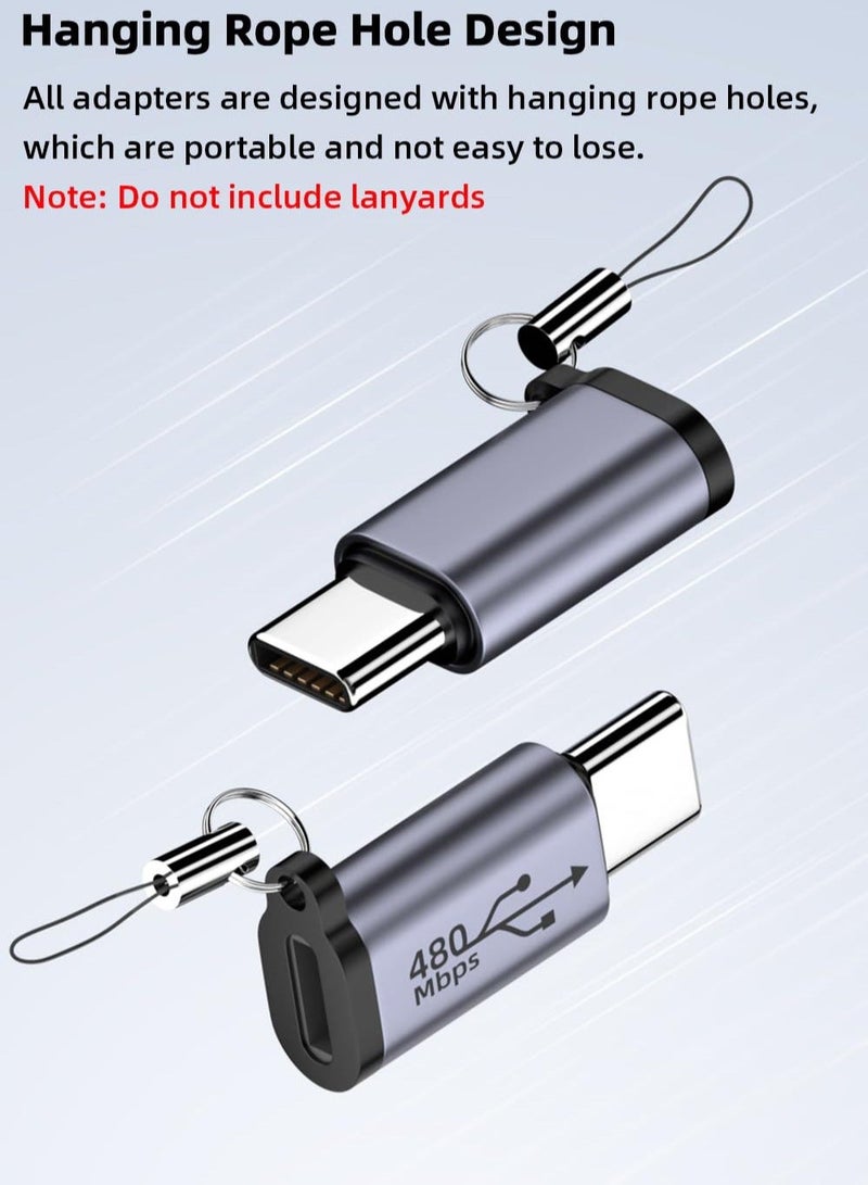 8 Pack USB C Lightning to Micro USB Adapter,  Micro USB and Lighting to USB C Extender, USB C Micro USB to Mini USB Connector use any interface, Black - Image 2