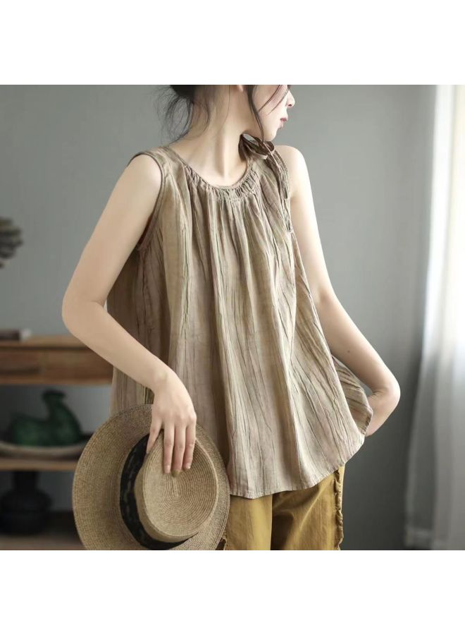 Song Feng Ya Plus-size Women's Summer Loose Slimming Sleeveless Innerwear Camisole Top, Large Size Up To 300 Jin, Niche Outerwear Blouse - Image 1