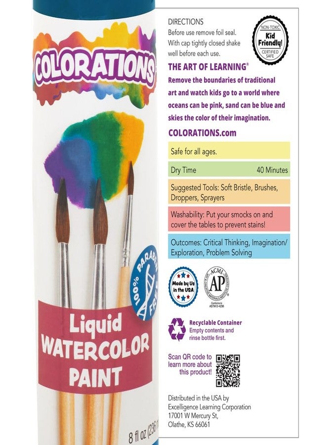 Colorations - LWPACK Liquid Watercolor Paint, 4 fl oz, Set of 6, Non-Toxic, Painting, Kids, Craft, Hobby, Fun, Water Color, Posters, Cool Effects, Versatile, Gift - Image 4