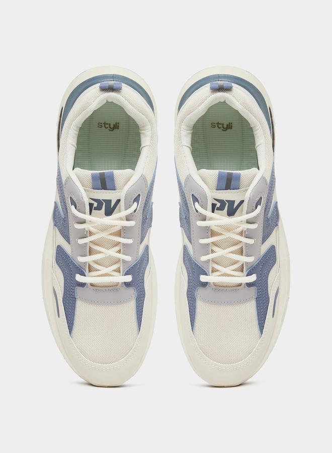 Styli Chunky Sole Color Block Lace Up Sneakers  - Image 5