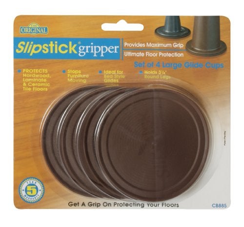 Slipstick CB885 3-1/2 Inch Large Non Slip Rubber Floor Surface Protector Pads (Set of 4 Grippers) Round - Chocolate Brown - Image 3