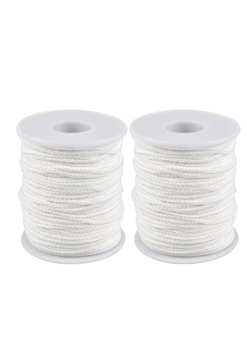 Captaintech Candle Wick, 24 Ply Braided Cotton Wick Core Making Kit Low Smoke String Line Universal Spool Natural Material Handmade Supplies for DIY, 2 Rolls - Image 1