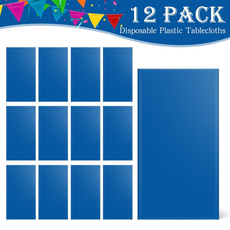 YSYJ 12 Pack Royal Blue 54 x 108 Inch Disposable Plastic Tablecloths Rectangle Table Cloth Plastic Table Cover for Parties - Image 4