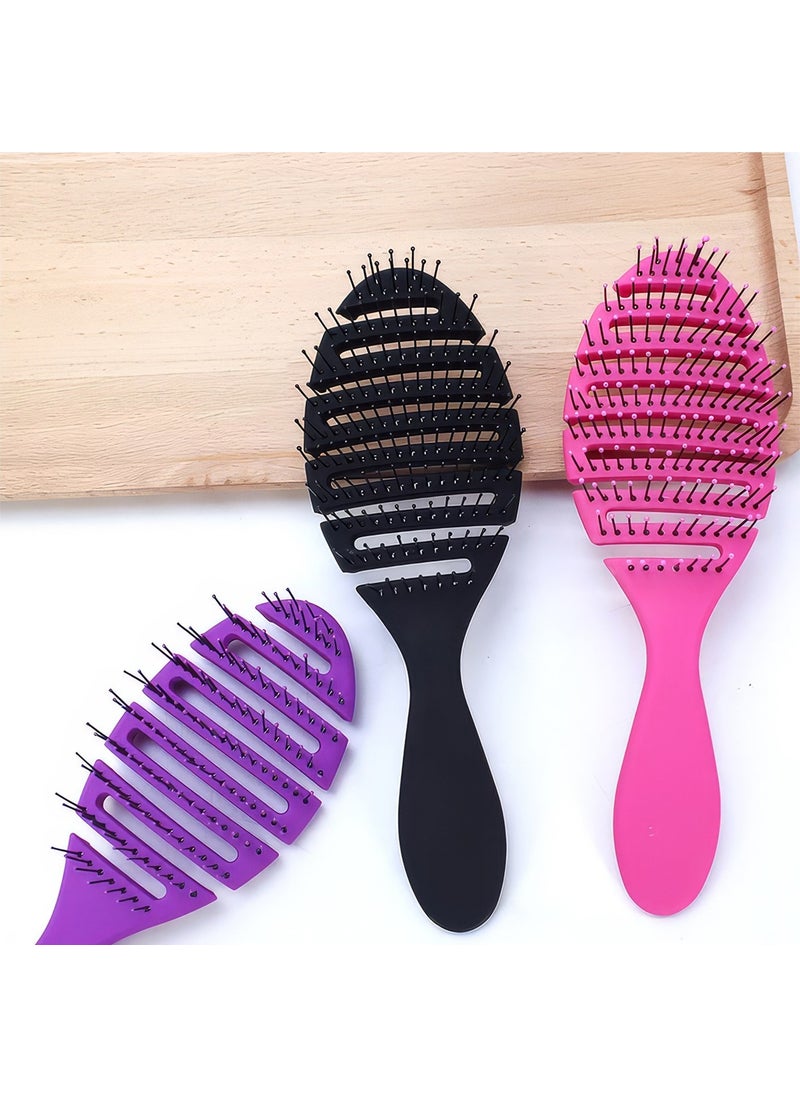 Bizimevde 3D Professional Hair Brush Hair Brush Pink Pro Three Dimensional Oval Hair Brush Oval  - Image 2