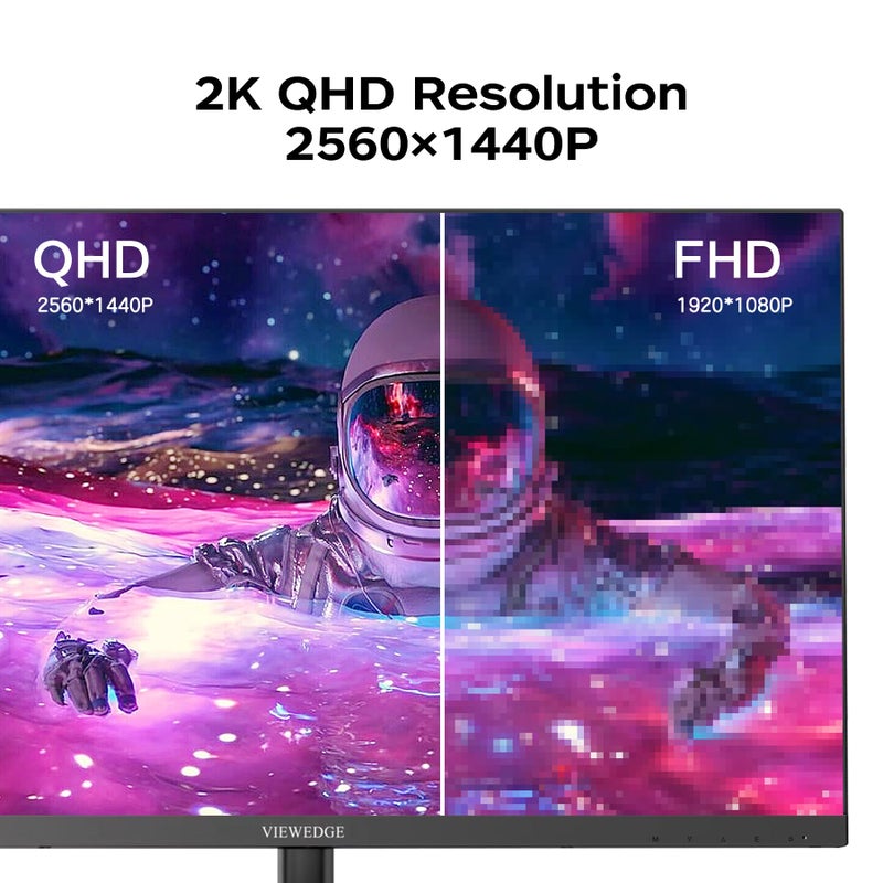 Viewedge 27 inch Monitor with 2K 2560 x 1440 IPS Panel 75hz | Computer Monitor 27 inch QHD with HDMI, DP and Wall Mountable | Eye Protection PC 1440p Monitor for Working and Gaming - Image 3