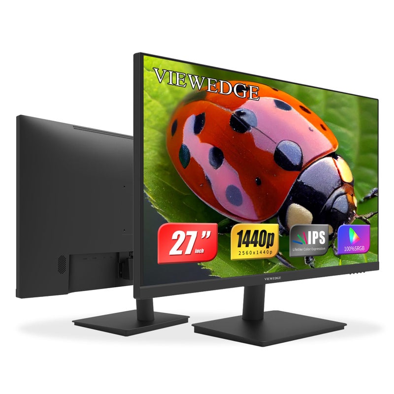 Viewedge 27 inch Monitor with 2K 2560 x 1440 IPS Panel 75hz | Computer Monitor 27 inch QHD with HDMI, DP and Wall Mountable | Eye Protection PC 1440p Monitor for Working and Gaming - Image 1
