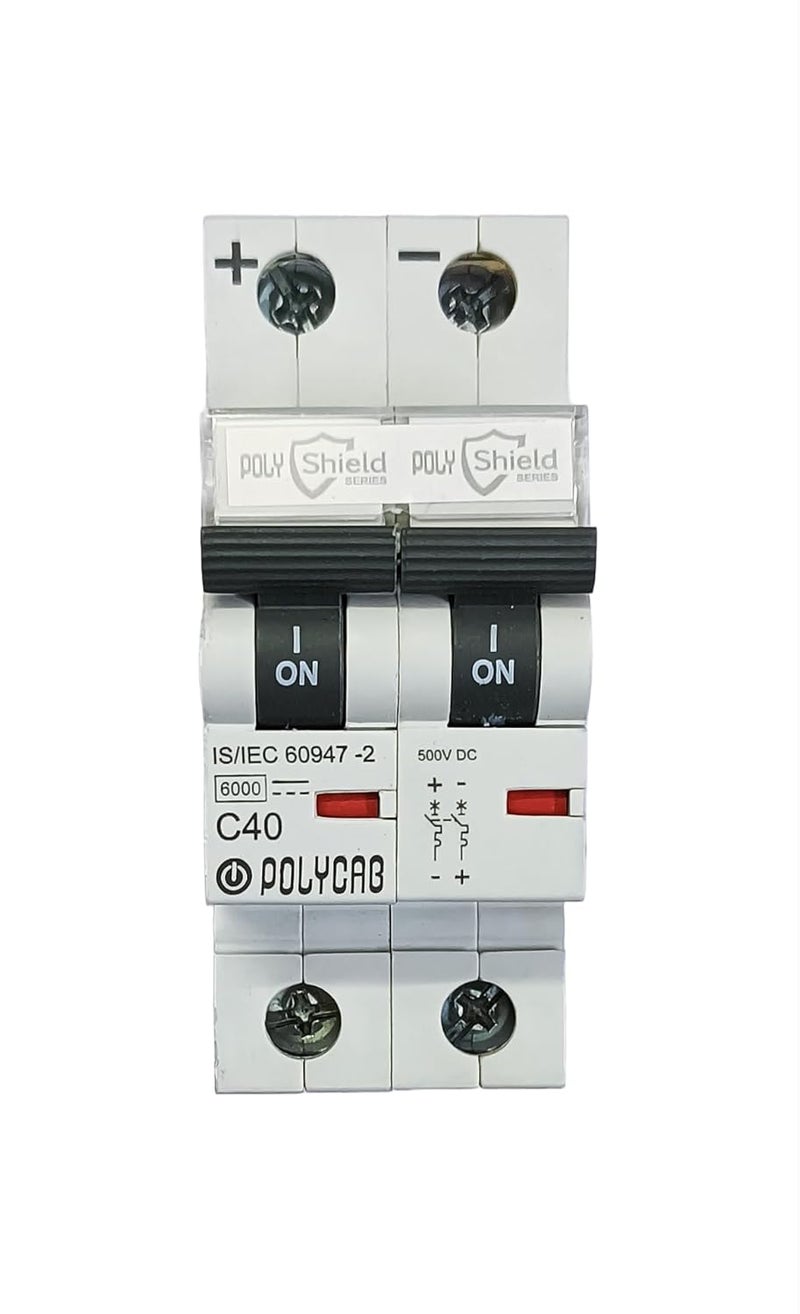 ASPA Solar DC MCB Polycab 40A 500V 2P Miniature Circuit Breaker  - Image 1
