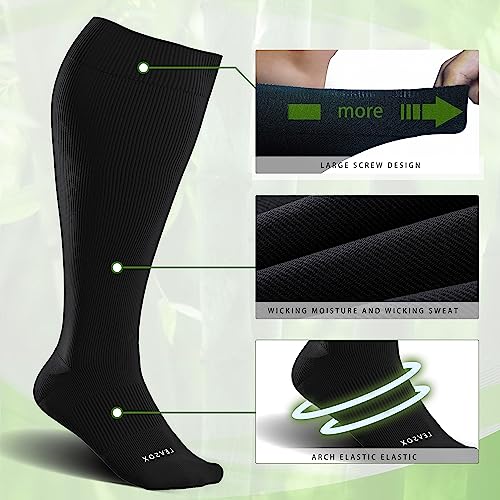 LEVSOX Plus Size Compression Socks for Women&Men Wide Calf 15-20 mmHg Knee High Extra Large Calf Support Socks for Nurse, Medical, Travel, Black, Grey, White - Image 4