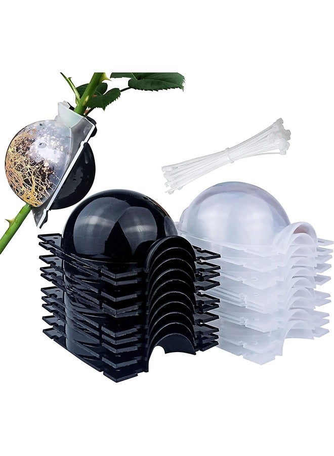 10 PCS Air Layering Propagation Kit with Zip Ties, Reusable Half Transparent Grafting Ball, Air Layering Pods Clear, Plant Rooting Grafting Box for Fast Propagation Plants (Medium) - Image 1