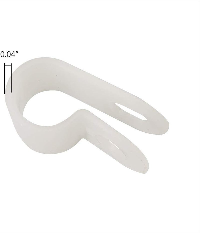 Alamic Cable Clamp R-Type Cable Clip Wire Clamp 1/4-inch Nylon Screw Mounting Cord Fastener Clips with Screws for Wire Management - White - 50 Pcs - Image 3