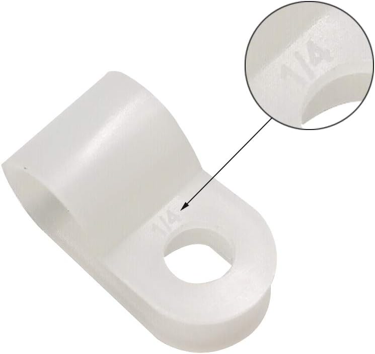 Alamic Cable Clamp R-Type Cable Clip Wire Clamp 1/4-inch Nylon Screw Mounting Cord Fastener Clips with Screws for Wire Management - White - 50 Pcs - Image 4