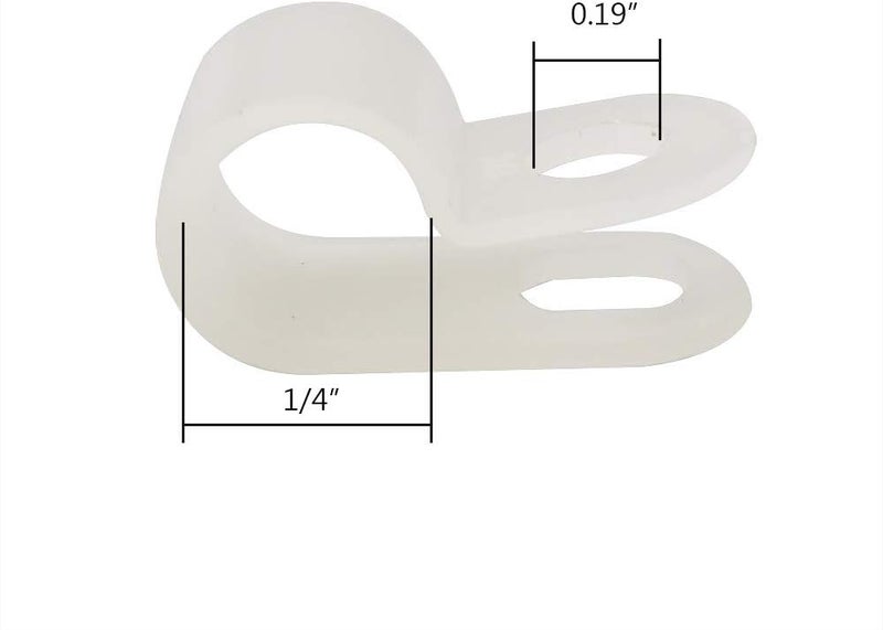 Alamic Cable Clamp R-Type Cable Clip Wire Clamp 1/4-inch Nylon Screw Mounting Cord Fastener Clips with Screws for Wire Management - White - 50 Pcs - Image 2