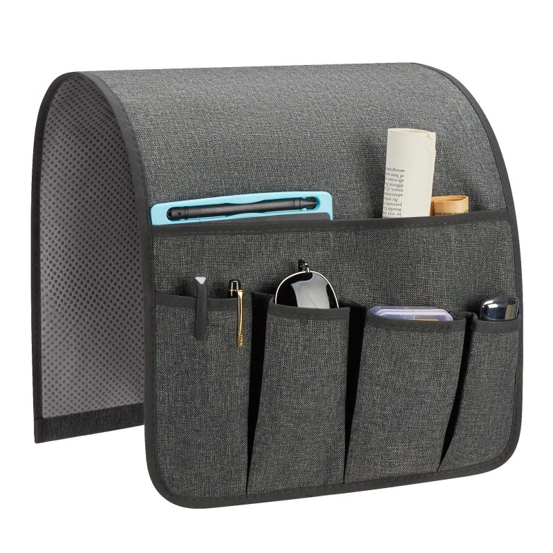 SYSOV Sofa Armrest Organizer Remote Control Holder for Recliner Couch Arm Chair Caddy with 5 Pockets for Magazine Tablet Phone iPad