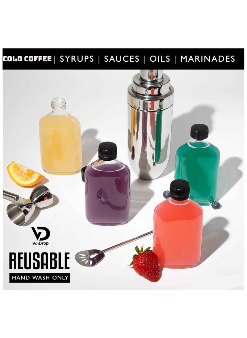 Cold Coffee Plastic Bottle Plastic Juice bottles with lids-clear sensory Juice bottle reusable bottles for juice set of 12(150ML)