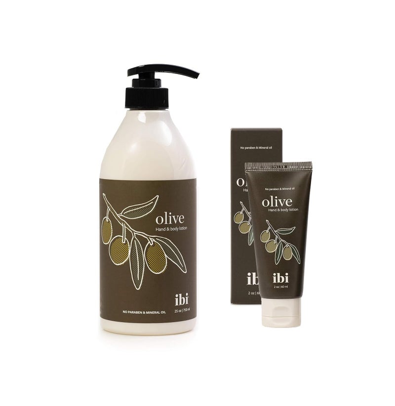 IBI Moisture Hand and Body Lotion Set For Dry Skin 750 ml Lotion and 2.02 oz Hand Cream (Olive) - Image 1