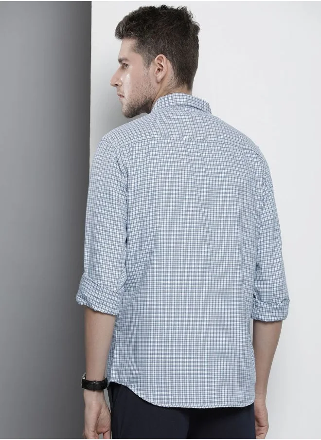 شركة المرآب الهندية Men Regular Fit Checkered Full Sleeves Cutaway Collar Casual Shirt