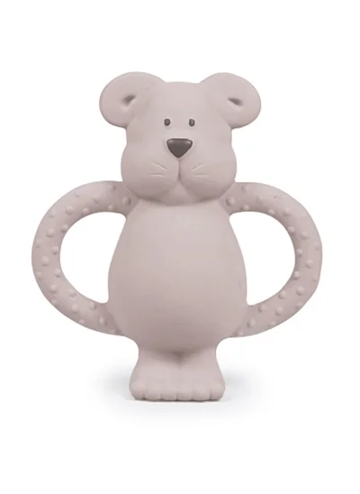 Pippeta Albert Bear Blue Natural Rubber Teether - 100% Natural Rubber For Soothing Babies And Infants Sore Gums - Easy To Hold And Supports Sense of Touch Development, From 0+ Months - Blush