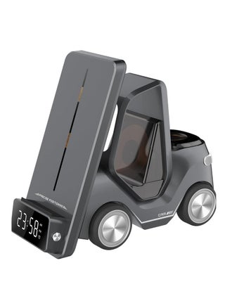 Forklift 5-in-1 Wireless Charging Station with 15W Fast Phone Charger, 2.5W Smartwatch Dock, 5W Earbuds Pad | Night Light, LED Digital Clock, Type-C Input | Multi-Device Fast Charging Dock for iPhone, Android, AirPods & More | Sleek & Compact  Black - pzsku/ZA00C7832F23B497C572DZ/45/1744889226/0f46dbbe-e0bc-4096-8d54-5e7fa536412e