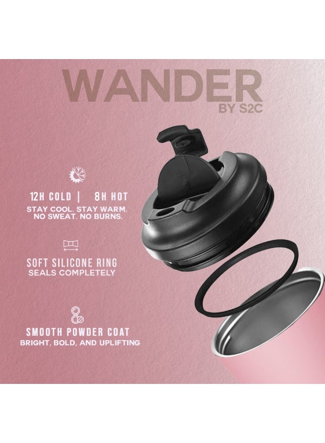 S2C WANDER Series - Premium Insulated Coffee Travel Mug with Lid, Leak Proof, BPA Free, Stainless Steel, Keeps Drinks Hot 8 Hours/Cold 12 Hours, 12oz Capacity, Perfect for Travel & Car - Image 4