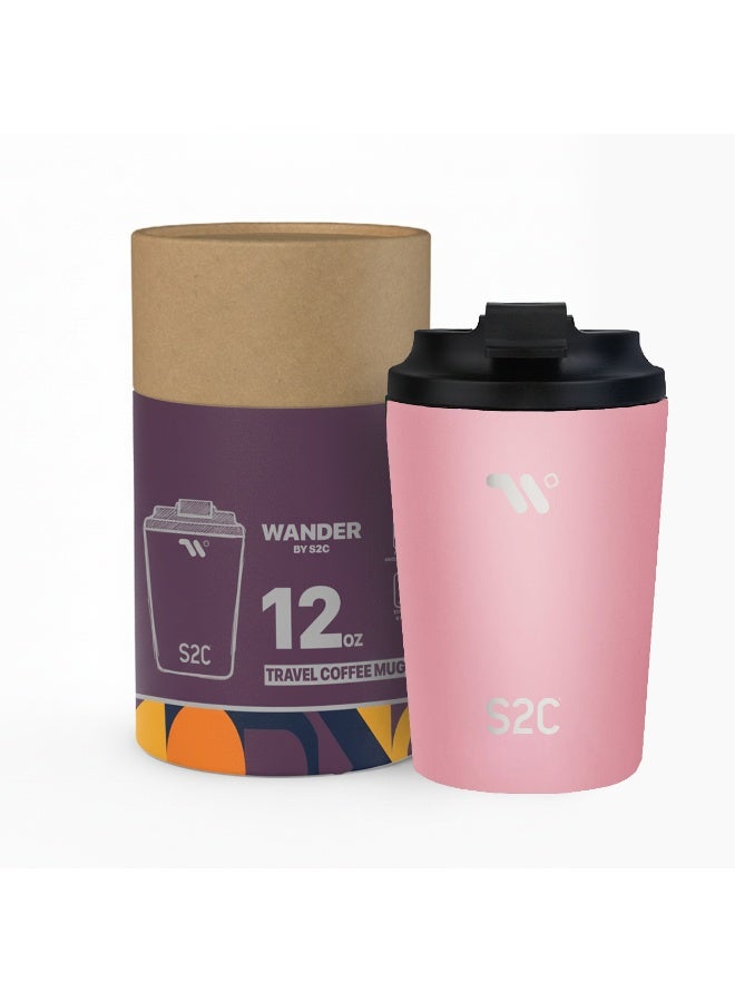 S2C WANDER Series - Premium Insulated Coffee Travel Mug with Lid, Leak Proof, BPA Free, Stainless Steel, Keeps Drinks Hot 8 Hours/Cold 12 Hours, 12oz Capacity, Perfect for Travel & Car - Image 1