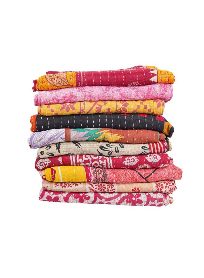 Mycrafts Indian Wholesale Kantha Quilt 1 PCs Tribal Kantha Quilt Vintage Handmade Blanket Patch Throw Hippie Bohemian Old Saree Made - Image 4