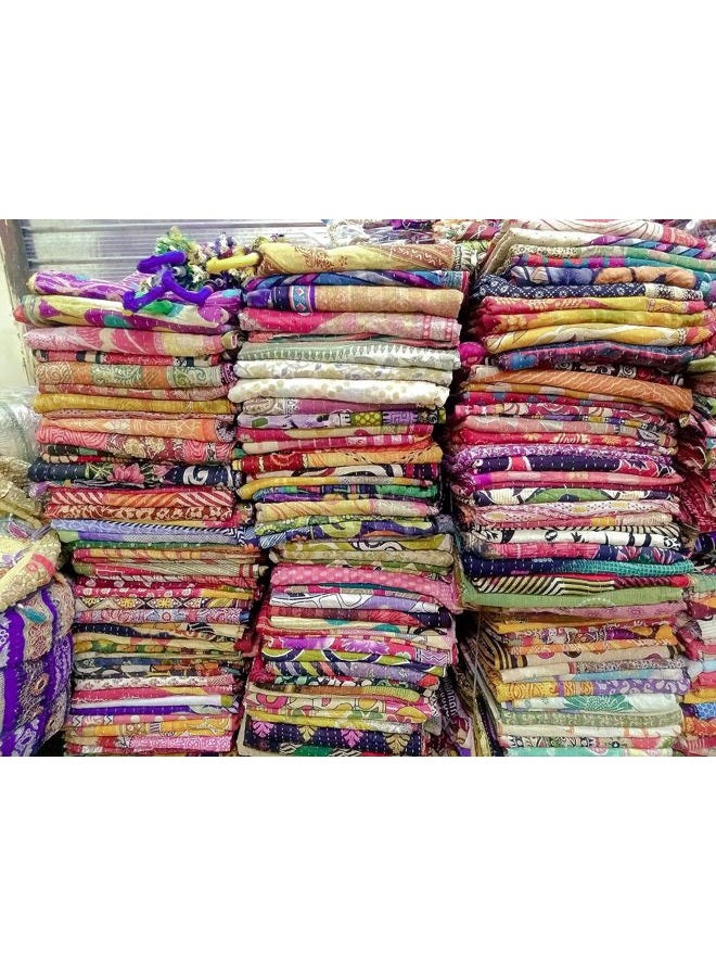 Mycrafts Indian Wholesale Kantha Quilt 1 PCs Tribal Kantha Quilt Vintage Handmade Blanket Patch Throw Hippie Bohemian Old Saree Made - Image 1