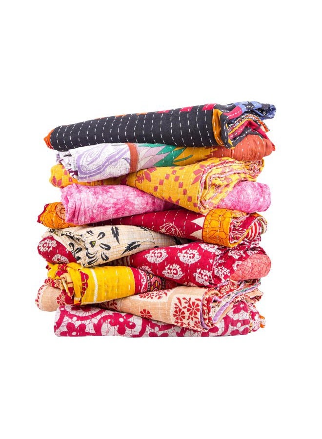 Mycrafts Indian Wholesale Kantha Quilt 1 PCs Tribal Kantha Quilt Vintage Handmade Blanket Patch Throw Hippie Bohemian Old Saree Made - Image 3