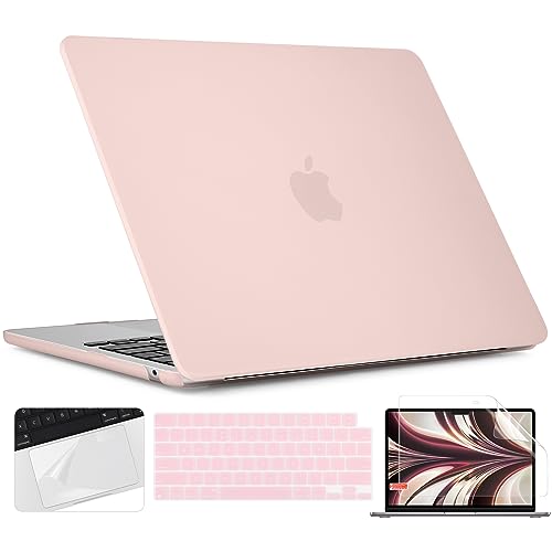 TWOLSKOO Compatible with MacBook Air 13 inch Case M5 2026 M4 2025 M3 M2 2024-2022 A3449 A3240 A3113 A2681, Plastic Hard Shell & Keyboard Cover & Screen Film for MacBook Air 13.6 inch, Chalk Pink - Image 1