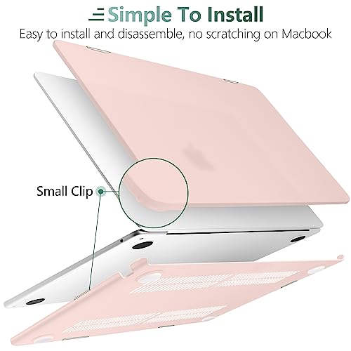 TWOLSKOO Compatible with MacBook Air 13 inch Case M5 2026 M4 2025 M3 M2 2024-2022 A3449 A3240 A3113 A2681, Plastic Hard Shell & Keyboard Cover & Screen Film for MacBook Air 13.6 inch, Chalk Pink - Image 3