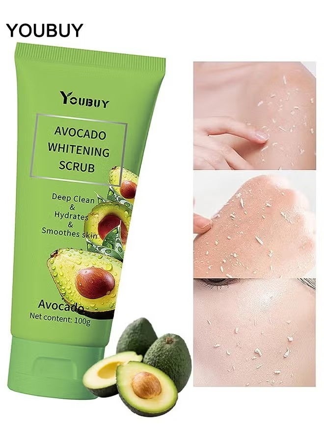 YOUBUY Avocado Whitening Scrub - Gentle Exfoliating Facial Scrub,Deep Clean Dead Skin Removal Facial Exfoliator 100g - Image 1