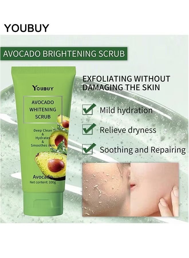 YOUBUY Avocado Whitening Scrub - Gentle Exfoliating Facial Scrub,Deep Clean Dead Skin Removal Facial Exfoliator 100g - Image 3