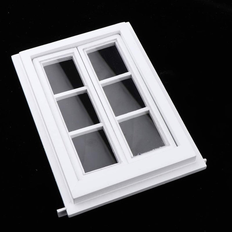 klarako 4Pcs Miniature White Wooden Door Window Furniture Decor For 1/12 Dolls House - Image 4