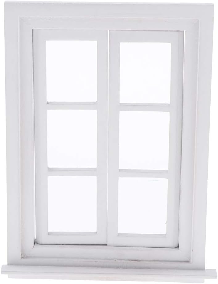 klarako 4Pcs Miniature White Wooden Door Window Furniture Decor For 1/12 Dolls House - Image 2