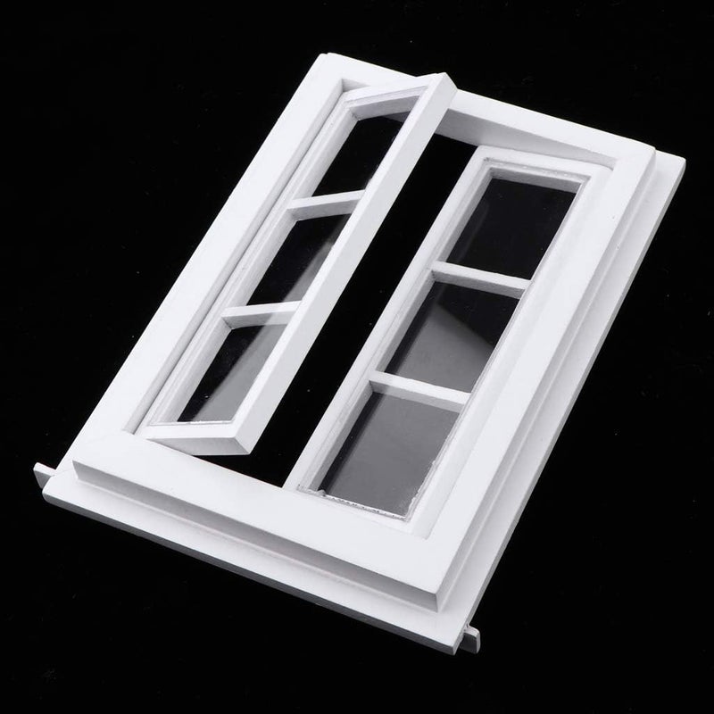 klarako 4Pcs Miniature White Wooden Door Window Furniture Decor For 1/12 Dolls House - Image 5
