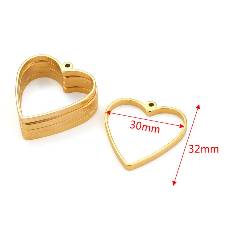 Stainless Steel Polished Geometry Pendant DIY Frame Gold-Love [about 2.5g each]] 