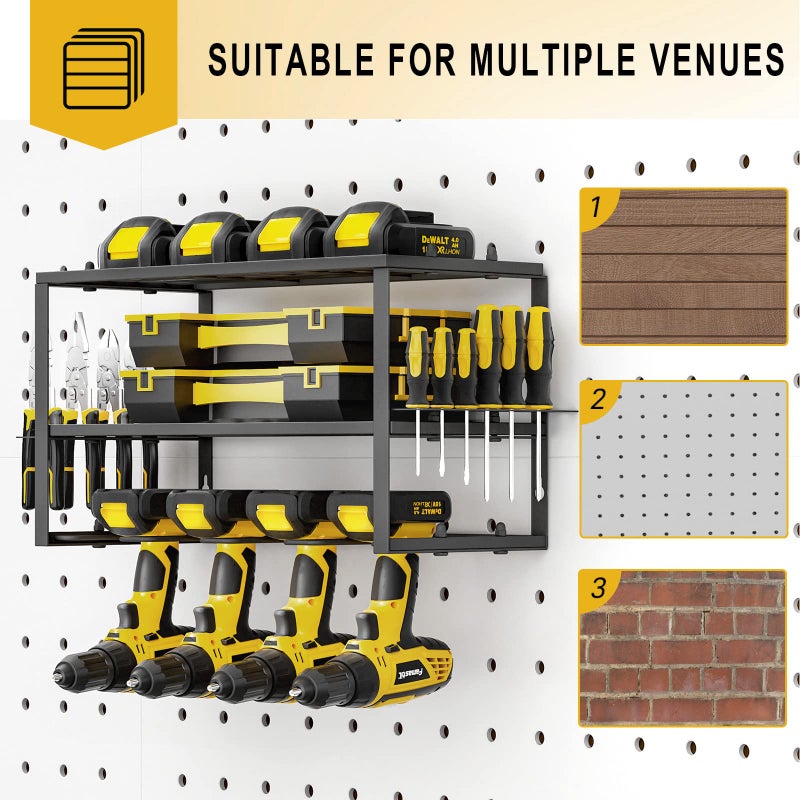 Spacecare Power Tool Organizer- Power Drill Tool Holder- Heavy Duty Tool Shelf & 1 Pack 3 Layers Tool Rack Cordless Drill Holder- Floating Tool Shelf Wall Mounted Tool Storage Rack for 4 Drill Holders - Image 4