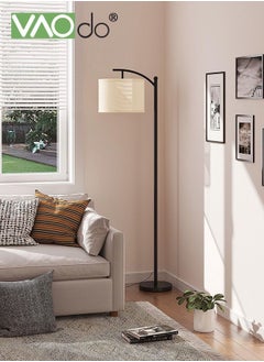 فاو دو مصباح أرضي LED بقوة 9 وات مع 3 درجات حرارة لونية، مصباح قائم بسيط لحماية العين من Nordic مع غطاء مصباح من الكتان لغرفة النوم والمكتب وغرفة المعيشة مع زر تحكم بالقدم  - Image 4